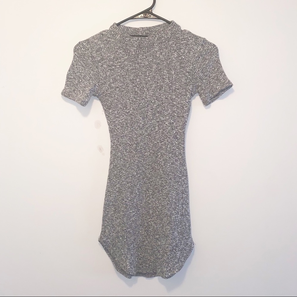 Short Sleeve Gray Mini Dress